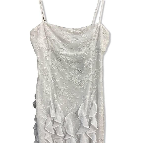 NBD Anila Midi Dress White Ruffle lace slip Revolve NWT Sz M - Picture 6 of 11
